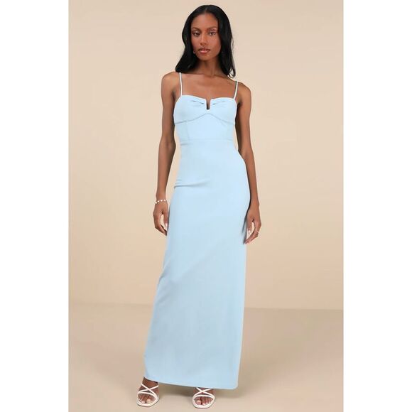 Lulus Dresses & Skirts - Lulus Women Romantic Existence Light Blue Column Maxi Dress Basic Sleeveless L
